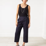 Wide Cropped Trouser in Navy