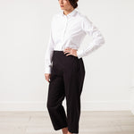 Wide Cropped Trouser in Black