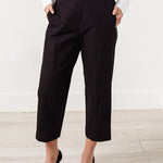 Wide Cropped Trouser in Black