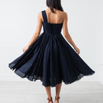 One Shoulder Dress in Navy