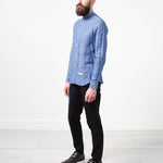 Linen Button Up in Blue Diamond