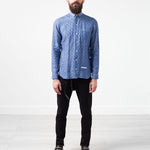 Linen Button Up in Blue Diamond