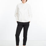 Trim Collar Poplin Blouse in Off White