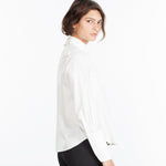 Trim Collar Poplin Blouse in Off White