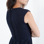 Pleated Rita Dress in Dark Navy