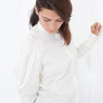 Trim Collar Poplin Blouse in Off White