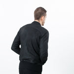 Broken Leather Bomber in Black