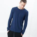 Cashmere Jersey Long Sleeve Tee in Navy