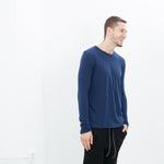 Cashmere Jersey Long Sleeve Tee in Navy