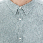 Kasuri Jersey Button-Up in Blue Grey