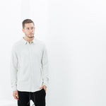 Kasuri Jersey Button-Up in Ivory/Black