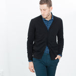 Hidden Placket Cardigan in Black