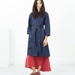 Sateen Trench in Navy