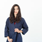 Sateen Trench in Navy