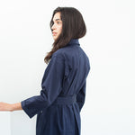Sateen Trench in Navy