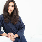 Sateen Trench in Navy