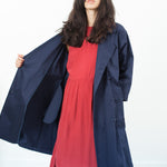 Sateen Trench in Navy