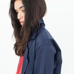 Sateen Trench in Navy