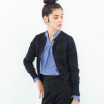 Quilt Pattern Cardigan in Black/Navy