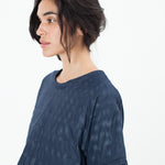 Quilted Mesh T-Shirt Dress in Navy