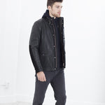 Prince Leather Field Jacket in Meteor