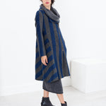 Petale Coat in Silver/Blue