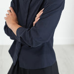 Wrinkled Tux Shirt in Navy