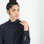 Wrinkled Tux Shirt in Navy