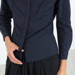 Wrinkled Tux Shirt in Navy