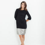 Border Dress in Black/Silver