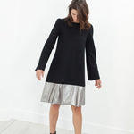 Border Dress in Black/Silver