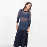 Cuffed Mesh Tee in Navy/Black