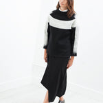 Contrast Felted Sweater in Black