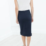 Contrast Zipper Skirt in Navy