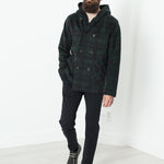 Double Breasted Hoodie in Forest Plaid