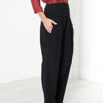 Pleated Waistband Trouser in Black