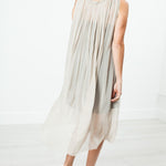 Chiffon Cape Back Dress in Sand