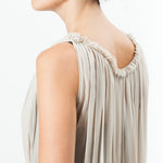 Chiffon Cape Back Dress in Sand