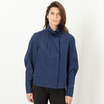 Full Collar Poplin Blouse in Navy