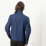 Full Collar Poplin Blouse in Navy