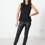 Leather Panel Trouser in Black