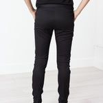 Leather Panel Trouser in Black