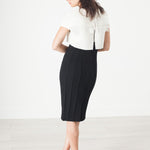 Layered Contrast Dress in Cream/Black