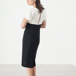 Pearl Fastened Dress in Cream/Black