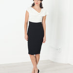 Asymmetric Dress in Cream/Black