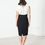 Asymmetric Dress in Cream/Black