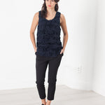 Ruffled Tank Top in Navy