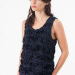 Ruffled Tank Top in Navy