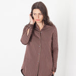 Sheen Button-Up in Red/Tan