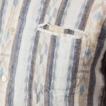 Linen Western Shirt in Beige/Blue